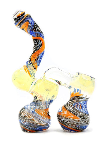 Fumed Wig Wag Double Chamber Bubbler (7.5