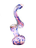 Fumed with Blue Drizzle Wet Bubbler (7")