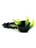 G Wiz Glass - Milky Black with CFL Horns Spoon Hand Pipe (6")