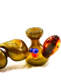 Hand of Man Glass - Full Color Mushroom Sidecar Hand Pipe (7")