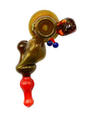 Hand of Man Glass - Full Color Mushroom Sidecar Hand Pipe (7")