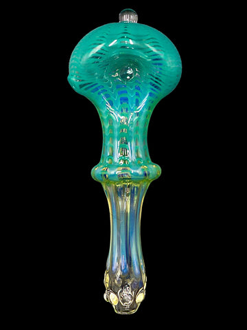 Hand of Man Glass - Fumed Wrap-N-Rake Hand Pipe Spoons with Murias (4”)