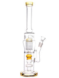 Honey Amber Double Chamber Showerhead Tree Perc Straight Tube (16.5")