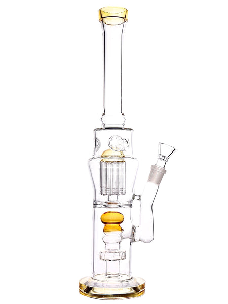 Honey Amber Double Chamber Showerhead Tree Perc Straight Tube (16.5")