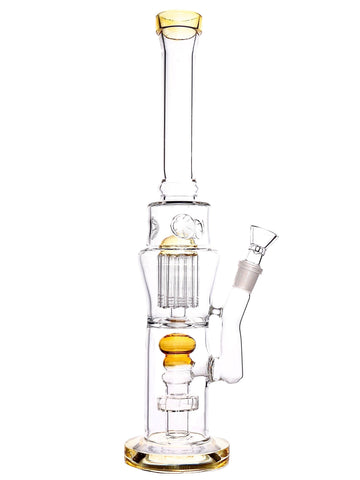 Honey Amber Double Chamber Showerhead Tree Perc Straight Tube (16.5