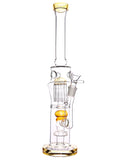 Honey Amber Double Chamber Showerhead Tree Perc Straight Tube (16.5")