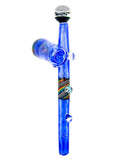 Hornsilver Glassworks - Trillium Blue with Jailhouse Rainbow and Opal Sidecar (11")