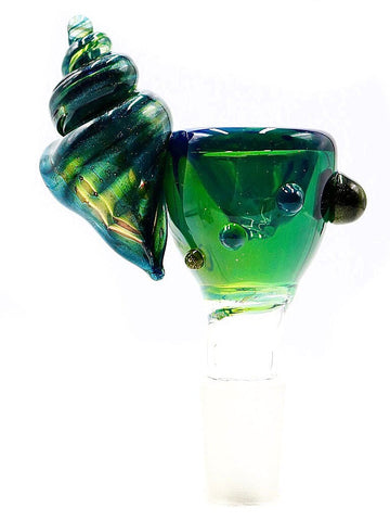 Korry Antos Glass - Green Bowl Slide with Shell Handle (14mm)