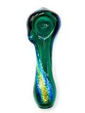 Korry Antos Glass - Teal Dichro Wrapped Hand Pipe Spoon (3.5")