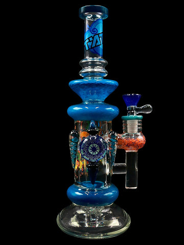 Lookah Tataoo Glass - Blue Frit Daydream Showerhead Perc (12