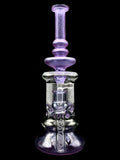 Lookah Tataoo Glass - Purple Sandblasted Flower Pattern with Pinwheel Stack (13")