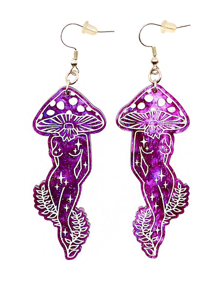 MILF Mushroom - Handmade Acrylic Laser Engraved Earrings