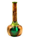Front view of metal bong with wooden accents for sale at High Roller Smoke