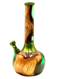 Side view of metal bong with wooden color accents available for sale at High Roller Smoke in Lakewood, Colorado. 