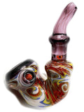 Michael Goonan Glass - Clear Red and Milky Ice Wig-Wag Sherlock