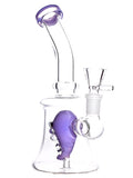 Alien face perc in glass water rig available for sale at High Roller Smoke in Lakewood, Colorado. 