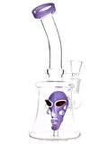 Alien face perc in glass water rig available for sale at High Roller Smoke in Lakewood, Colorado. 