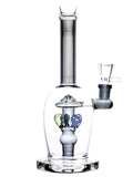 Glass water pipe straight tube with mushroom percs available for sale at High Roller Smoke in Lakewood, Colorado. 
