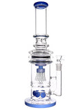 Glass straight tube with mushroom jellyfish perc available for sale at High Roller Smoke in Lakewood, Colorado. 