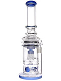 Glass straight tube with mushroom jellyfish perc available for sale at High Roller Smoke in Lakewood, Colorado. 