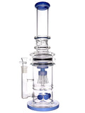 Glass straight tube with mushroom jellyfish perc available for sale at High Roller Smoke in Lakewood, Colorado. 