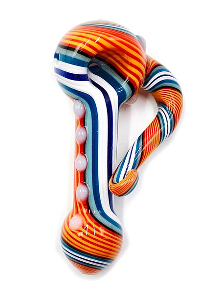 Orange Blue Hand Pipe with Side Horn (4")