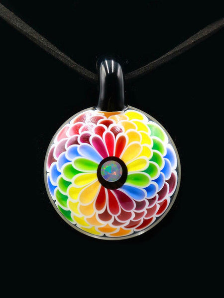 R.L. Dots - Rainbow Dotstack with Encased Opal Pendant (35mm)