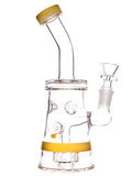 Glass rig with showerhead perc and rumble splash guards available for sale at High Roller Smoke in Lakewood, Colorado. 