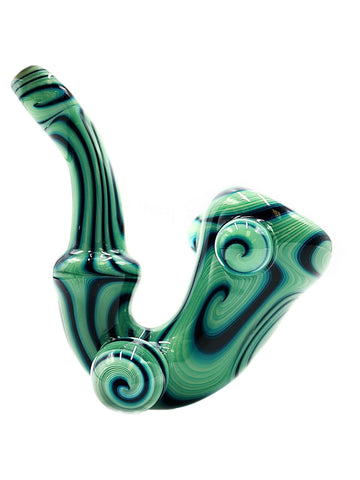 Simple Glass - Green and Blue Swirl Sherlock (4.75