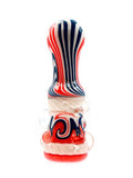 Simple Glass - Red White Blue Fully Worked Chillum with Encased Opal (3.25")