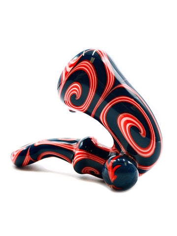 Simple Glass - Red and Blue Swirl Elongated Sherlock (5