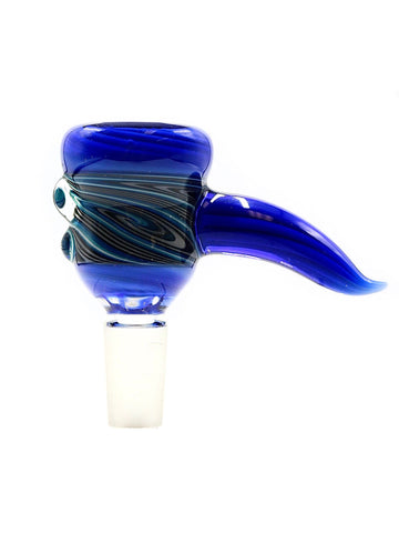 Simple Glass - Royal Blue Swirl Horned Bowl / Slide 14mm
