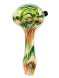 Solrac Glass - Fumed Rasta Swirl Spoon Hand Pipe (4")