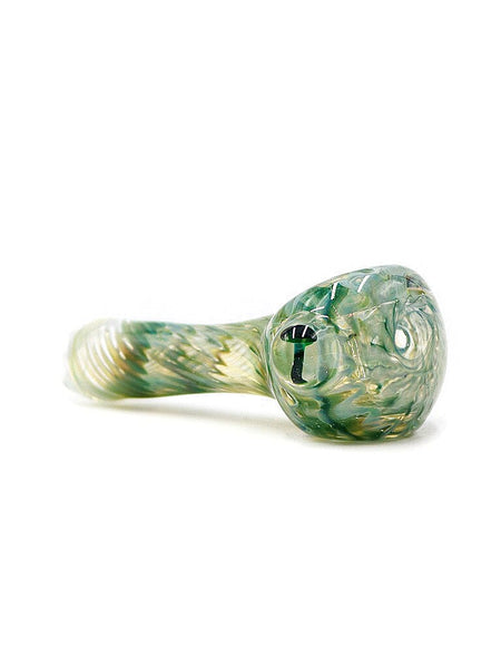 Solrac Glass - Green Swirl Spoon with Encased Mushroom (4")