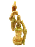 Front view of glass hand pipe sherlock made out of color frit available for sale at High Roller Smoke in Lakewood, Colorado. 