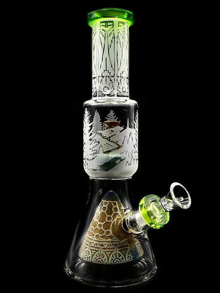 Super Bee - Collins Perc Etched Beaker With Showerhead Perc (12")