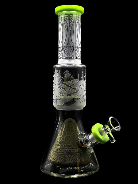 Super Bee - Collins Perc Etched Beaker With Showerhead Perc (12")