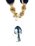 Three Trees Glass - Blue Fumed Mushroom Teardrop with Beaded Woven Hemp Necklace