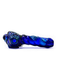 Three Trees Glass - Blue and Gold Bubble-Textured Hand Pipe (4")