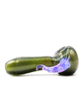 Three Trees Glass - Full Green with Purple Horn Hand Pipe (4")