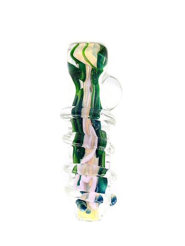 Three Trees Glass - Fumed Inside Out Canework Chillum with Clear Spiral Accents (3.5
