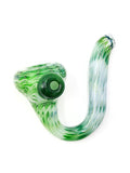 Three Trees Glass - Green Dichro Rap and Rake Calabash Meerschaum Styled Sherlock Hand Pipe (4.5)