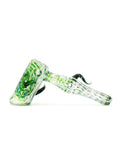 Three Trees Glass - Green Dichro Rap and Rake Wet Hammer Bubbler with Horn and Donut Accents (7")