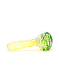 Three Trees Glass - Large Spoon Hand Pipe with Green and Fumed Rap and Rake Color and Twisted Neck (5.5")