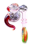 Three Trees Glass - Purple Wig-Wag Horned Sidecar Bubbler (6")