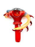 Three Trees Glass - Red Alien Black and White Wig Wag Horned Hand Pipe (4.5")
