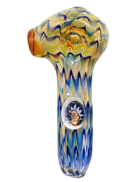 Three Trees Glass - Wrap 'N Rake Hand Pipe With Rick & Morty Millie (4")