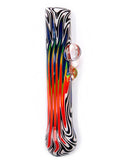 Vulcan Glass Art - Black and White Rainbow Wig Wag Chillum (3.5")