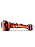 Vulcan Glass Art - Blue and Orange Linework Spoon with Ying-Yang Millie (5")