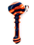 Vulcan Glass Art - Blue and Orange Linework Spoon with Ying-Yang Millie (5")